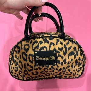 Betsey Johnson Betseyville Y2K Leopard Print Mini Bowler Handbag